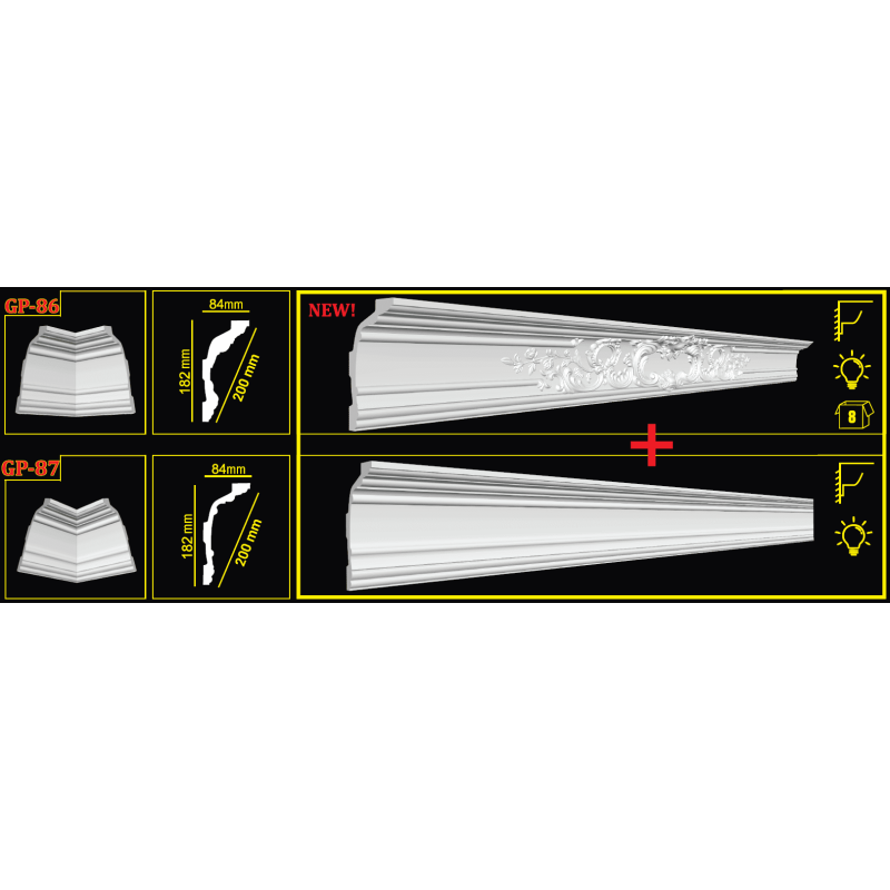 Потолочный плинтус glanzepol GP86