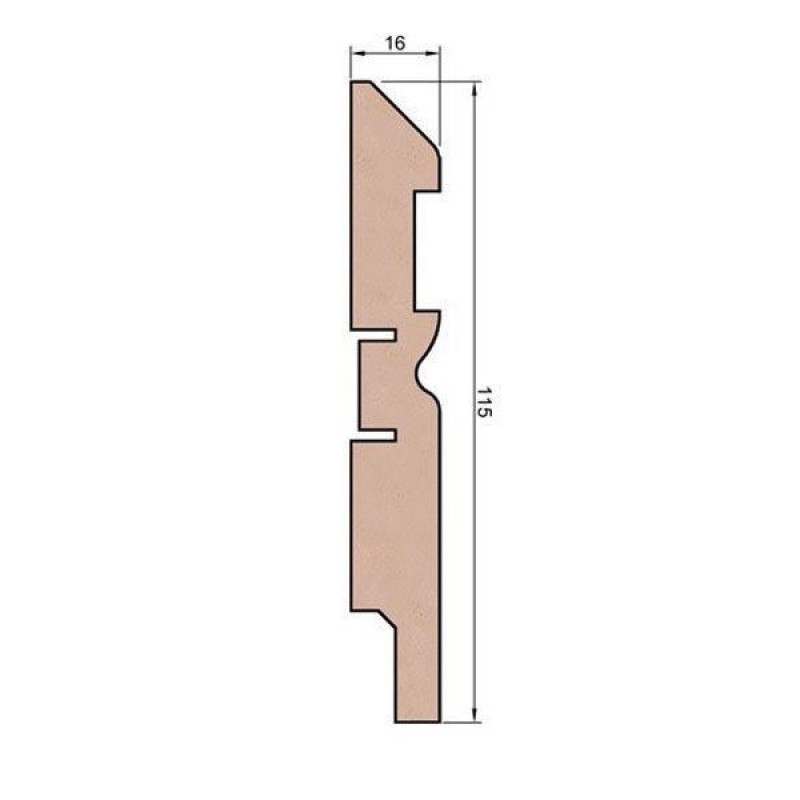 Плинтус под покраску AP30, белый, с пазом под 20 молдинг, 115x16x2400 мм, МДФ