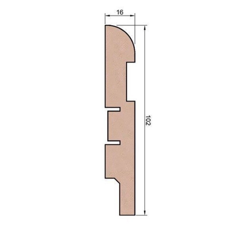 Плинтус под покраску AP29, белый, с пазом под 20 молдинг, 102x16x2400 мм, МДФ