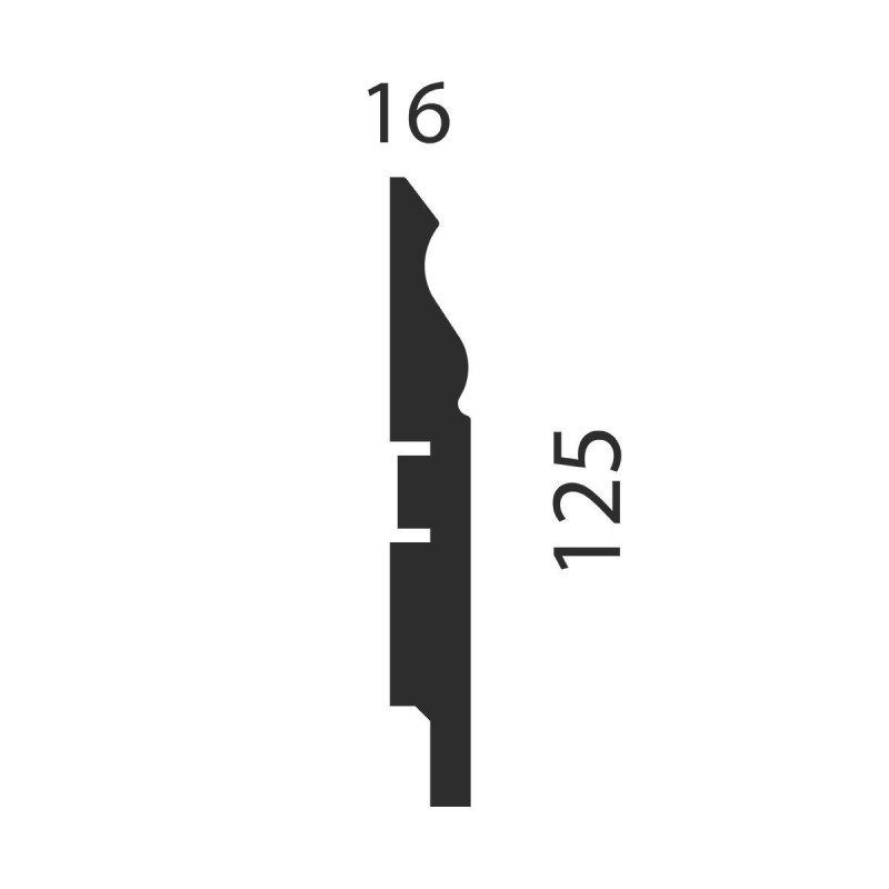 Плинтус под покраску, белый, 125x16x2400 мм, с пазом, AP21