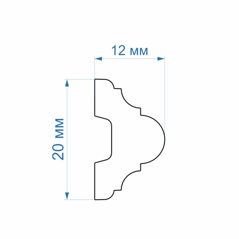 Молдинг под покраску M20.12 (20*12*2000мм)