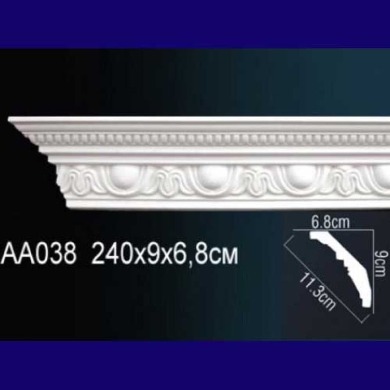 потолочный плинтус с орнаментом Гибкий AA038F
