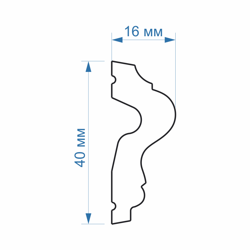 Молдинг под покраску M40.16 (40*16*2000мм)