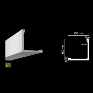 Гладкий потолочный профиль для скрытого освещения. L1