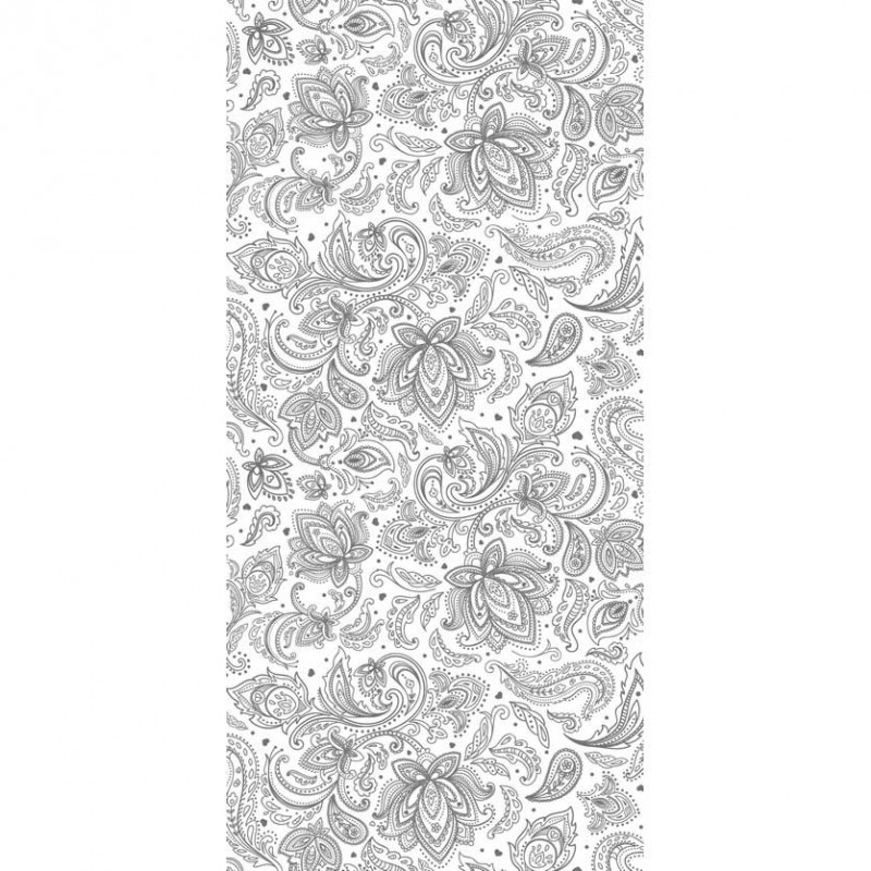 Текстильный орнамент серебро пластиковая панель 250 мм.