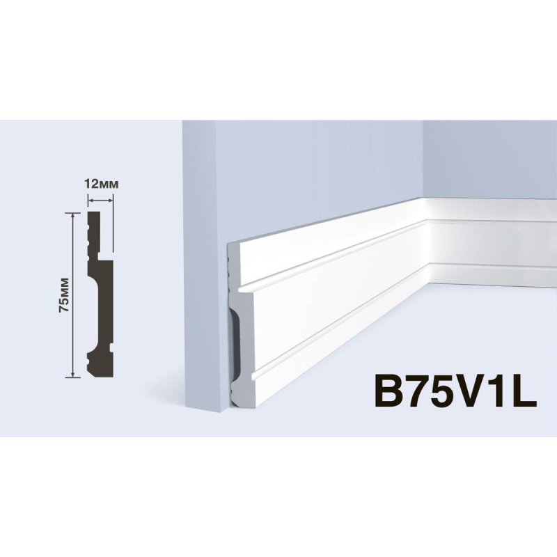 Плинтус Hiwood B75V1L с полоской  75*12*2000 мм