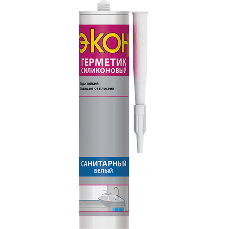 Герметик Силиконовый Санитарный ЭКОН,прозрачн., 280 мл