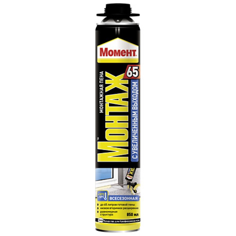 Монтажная пена Момент 65 Профессиональная Всесезонная, 850мл