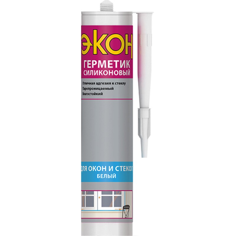 Герметик Силиконовый д/окон и стекол ЭКОН, прозрачн.,280 мл